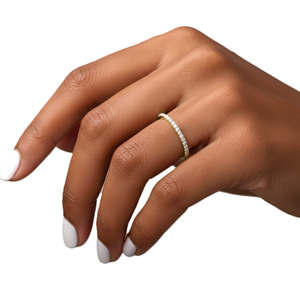 Bague Demi-Éternité en Or Massif 10K 14K avec Diamant de Laboratoire Rond Couleur DEF Clarté VS VVS, Bague de Mariage Minimaliste Fine et Délicate - Product Image 6