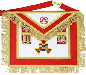 Tablier de Grand Prêtre de l'Arche Royale – Broderie à la main en fils métalliques, 100% peau d'agneau, tissu en velours rouge type peau d'agneau - Product Image 1