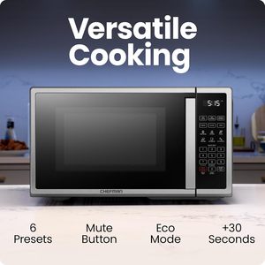 Horno Microondas de Sobremesa 0.9 Cu. Horno Microondas Digital de Acero Inoxidable de 900 Vatios con 6 Ajustes Preestablecidos, Modo Eco, Opción Silenciosa - Product Image 2