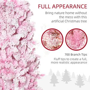 Albero di Natale Artificiale da 2,3 m con 350 Luci LED Rosa, Albero Pre-Illuminato con 700 Rami, Base Staccabile in Materiale PE, 210 cm - Product Image 6