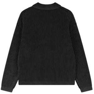 เสื้อโปโลไหมพรมถักลายริบสีดำ แขนยาว เนื้อผ้านุ่ม สวมใส่สบาย เหมาะสำหรับฤดูหนาว ผลิตตามแบบ OEM - Product Image 2