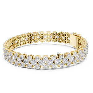 Bracelet de tennis pour femme en or jaune 18 carats plaqué rhodium avec diamants de laboratoire de luxe taillés, pierres latérales de 17,3 carats, pour mariage et fiançailles - Product Image 1