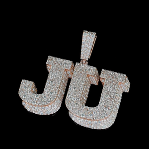 AMBER JEWELS T-127 18K <b>Solid</b> <b>Gold</b> Plated Natural Round Brilliant Cut Diamond <b>Pendant</b> Necklace Unisex Hiphop Style Party Wear - Product Image 3