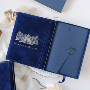 Tùy Chỉnh Nam Châm Hình Ảnh Hộp Quà Tặng Sang Trọng Nhung Cứng Nhắc Gói Đám Cưới Cho Album Kỷ Niệm Đám Cưới Lời Mời Bộ Với Ribbon - Product Image 1