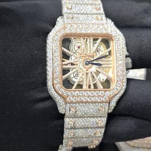 Montre-bracelet mécanique unisexe de luxe en acier inoxydable, cadran à chiffres romains, charme diamant, verre saphir, boîtier carré de 41 mm - Product Image 1