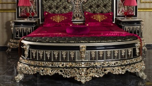 Juego de Muebles de Dormitorio de Lujo de Estilo Mid-Century en Negro y Plata, Madera de Teca Sólida, con Cómoda y Mesitas de Noche, Tamaño California King/Queen - Product Image 2