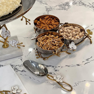 Diseño de forma de flor Utensilios de cocina pulidos brillantes Tazón de mesa de comedor Acero inoxidable Latón Metal Cuencos japoneses - Product Image 1
