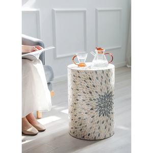 Hand Made Natural Shell Inlay Modern Round Table <b>Stools</b> Mother of Pearl Unique Decorative Furniture For Home Office Use - Product Image 3