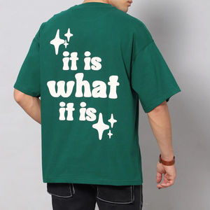 T-shirt homme surdimensionné 100% coton, broderie et impression en relief du logo personnalisé sur le devant, vente en gros - Product Image 1