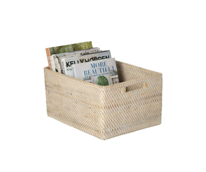 Artex HaiNam <b>Rectangular</b> Natural Rattan Storage <b>Basket</b> With Handles Rustic Multi-Purpose Organizer - Product Image 4