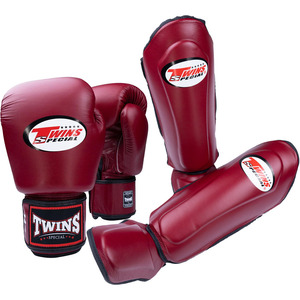 Twins MMA Boxing Gloves & Shin <b>Pad</b> Genuine Cowhide Leather Hook & Loop Closure Non-Slip Palm Adult Training Sparring Kit - Product Image 5