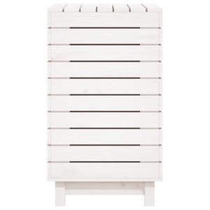 Panier à linge en bois massif de pin 34.8 "x 17.3" x 29.9 "couleur blanche - Product Image 6