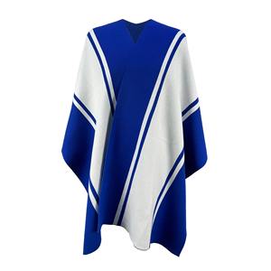 เสื้อคลุมโปงโชผ้าขนสัตว์ยาวแบบสบายๆ สำหรับผู้หญิง เป็นมิตรกับสิ่งแวดล้อม ผ้าถักนุ่มลายทาง ดีไซน์สำหรับใช้ในชีวิตประจำวัน - Product Image 3