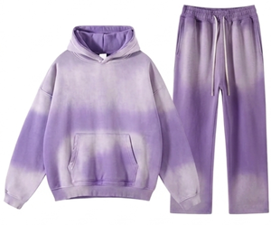 Conjunto Deportivo Informal de Alta Calidad con Efecto Degradado, Sudadera con Capucha y Pantalones Deportivos Unisex Vintage, Chándal de Algodón con Lavado Ácido Personalizado - Product Image 6