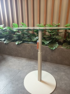 Pneumatic <b>Adjustable</b> Height <b>Table</b> with Tempered Glass Top,Metal <b>Legs</b>, Lift-Up Design, Multifunctional Home Furniture for Office - Product Image 3