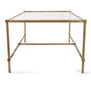 <b>Glass</b> Top Coffee <b>Table</b> Metal <b>Side</b> <b>Table</b> Modern Living Room Center <b>Table</b> Brass Finish - Product Image 4