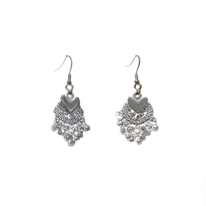 Designer German <b>Silver</b> <b>Drop</b> <b>Earrings</b>-Vintage Trendy Religious Number Zircon Pearl Gold Plated Brass Alloy - Product Image 2