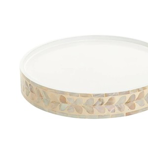 Soporte para tartas de nácar más vendido, juego de platos bajos de madera con diseño de concha natural y base blanca para eventos - Product Image 2