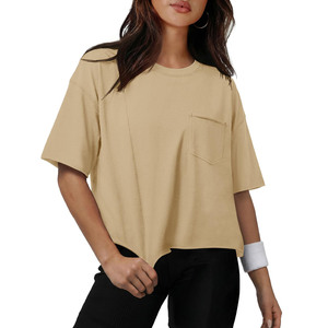 Custom Women's Crew Neck Crop <b>T</b>-<b>Shirt</b> Manufacturer Casual <b>Rainbow</b> Digital Printed Cotton Polyester Short Length Sweet Washed - Product Image 1