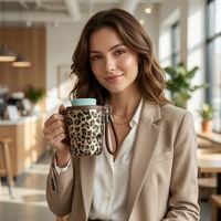 Vaso Térmico Moderno con Estampado de Leopardo, 320 ml, Revestimiento Interior de Acero Inoxidable 316, Ideal para Cualquier Uso