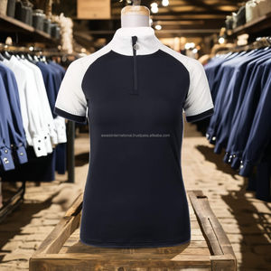 Capa base de equitación de manga corta personalizada al por mayor que muestra la camisa de competición, camisa de espectáculo ecuestre - Product Image 1