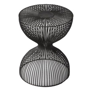 Table d'appoint ottoman moderne en métal noir avec plateau solide, meubles décoratifs pour le salon, tabourets - Product Image 1