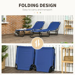 Set di 2 Sdraio Pieghevoli da Piscina con Schienale Reclinabile a 5 Livelli, Struttura in Acciaio per Prendere il Sole all'Aperto, Ideali per Spiaggia e Giardino - Product Image 5