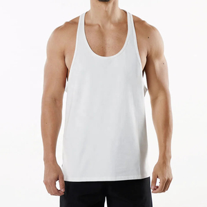 Camiseta sin Mangas para Hombre, Color Beige, Cuello Redondo, Tejido de Punto, Color Sólido, Transpirable, Estilo Casual - Product Image 2