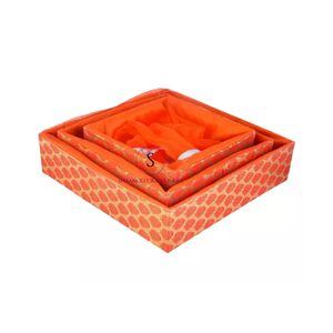 Beautiful Net Fabric Closure Gift Hamper Basket with Ribbon, Orange Designer Basket for Wedding & Return Gifts - Product Image 3