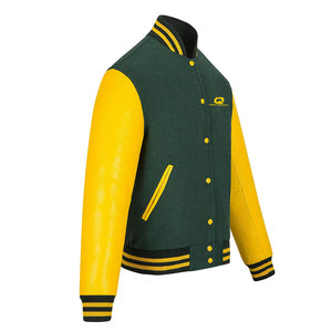 Pakistan Made Custom Stand Front <b>Leather</b> Sleeves Windproof Breathable Winter Casual Varsity <b>Jacket</b> for <b>Men</b> High Quality - Product Image 3