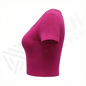 Women 100 Cotton <b>Mock</b> <b>Neck</b> Crop <b>Top</b> Custom Logo Oversize Cropped T Shirt Sexy Style Streetwear Premium Trendy Tee - Product Image 3