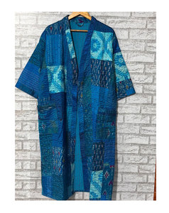 Handmade Silk Patola Sari Kantha Kimono Indian Women's <b>Bath</b> Robe - Product Image 1