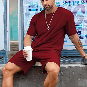 Conjunto de 2 Piezas de Algodón para Hombre, Fabricante de Camisetas y Pantalones Cortos Cargo, Casual, Verano, OEM, ODM, Suministro al por Mayor - Product Image 3