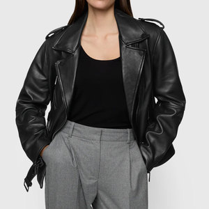 Chaqueta de cuero para mujer, estilo motero, con cremallera, impermeable, ecológica, informal, holgada, de invierno, para la calle - Product Image 5