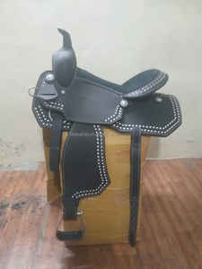 Selle de cheval de course de baril occidental en cuir suédé véritable faite à la main la plus vendue rugueuse entièrement personnalisée en gros en vrac - Product Image 5