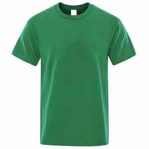 เสื้อยืดคอกลมแขนสั้นผ้าฝ้าย 100% สำหรับผู้ชาย ผ้าถักคุณภาพสูง พิมพ์โลโก้ตามสั่งด้วยวิธีดิจิทัล สีพื้น - Product Image 1