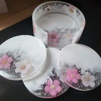 Ensemble de sous-verres en résine époxy design, forme personnalisée, vintage, multicolore, décoration de table de salon, élégant, pour verres à boisson