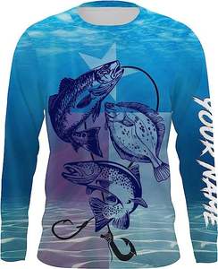 Chemise de pêche à manches longues pour homme, impression par transfert thermique, séchage rapide, UPF 50, vêtements d'extérieur, couleur unie, 100% polyester, pull-over - Product Image 3