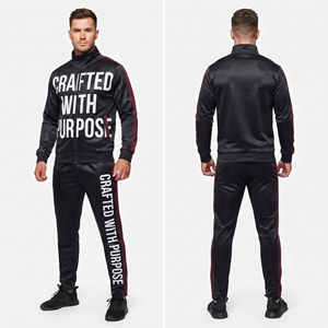 Custom Polyester Color <b>Zip</b>-Up Hoodie <b>Sweatshirt</b> Set Men Streetwear Fall Winter Tracksuit OEM Printed Logo, brand/ Name - Product Image 1