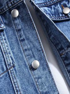 Veste en jean en toile pour homme, nouvelle collection, très tendance, décontractée, classique, col montant, logo frontal - Product Image 3