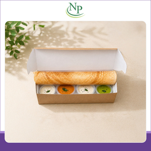 Elegant Design Eco-friendly & Disposable 12x3.75x3.5 Size Dosa <b>Boxes</b> with Insert (White/Kraft) Rectangular Shape Paper <b>Boxes</b> - Product Image 5