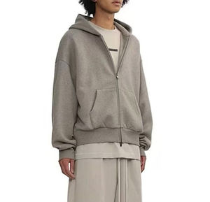 เสื้อฮู้ดซิปเต็มตัวแบบคลาสสิกสำหรับผู้ชาย สไตล์สตรีทแวร์สุดหรู ทรงบ็อกซี่แบบครอป - Product Image 1