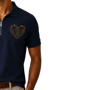 Polo Azul Marino para Hombre con Cierre, Diseño de Logotipo Personalizado, Manga Corta, Mezcla de Algodón Premium, Polo Casual de Lujo para Golf, OEM, Moda - Product Image 3