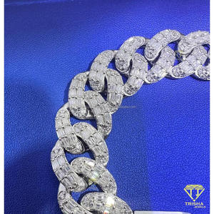 High End Cuban Chain Moissanite <b>Bracelet</b> with Fully Pave Set Links and Premium White Gold Finish Luxury Hip Hop Jewelry - Product Image 5