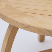 Table basse ronde en bois massif Makalu, teck moderne, fabrication artisanale, mobilier décoratif de haute qualité pour l'extérieur