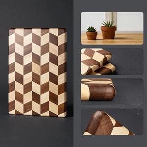 Planche à découper rectangulaire moderne à motif à carreaux, durable, écologique, en bois de 1,5 cm d'épaisseur, pour la décoration de la cuisine et la préparation des aliments - Product Image 1