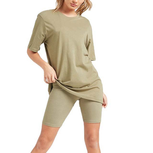 Women's Casual Wear Short Sleeve T Shirt and Shorts <b>Set</b> Factory Price Two Piece Custom Logo Women <b>Twin</b> <b>Set</b> - Product Image 3