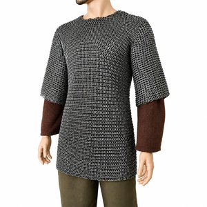 Camisa de malla metálica de media manga con anillos de 9 mm de acero dulce, armadura de cosplay hecha a mano, disfraz medieval para recreación histórica - Product Image 1