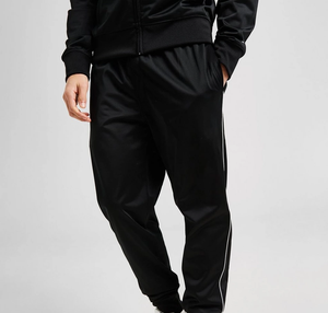 Conjunto Deportivo de Satén Negro para Hombre, Cuello Alto, Manga Larga, Color Sólido, Ropa de Otoño - Product Image 2