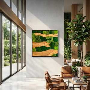 Arte de pared de madera al por mayor, decoración especial de musgo para pared, arte de musgo y madera para decoración del hogar, arte de musgo hecho a mano con base de madera - Product Image 4